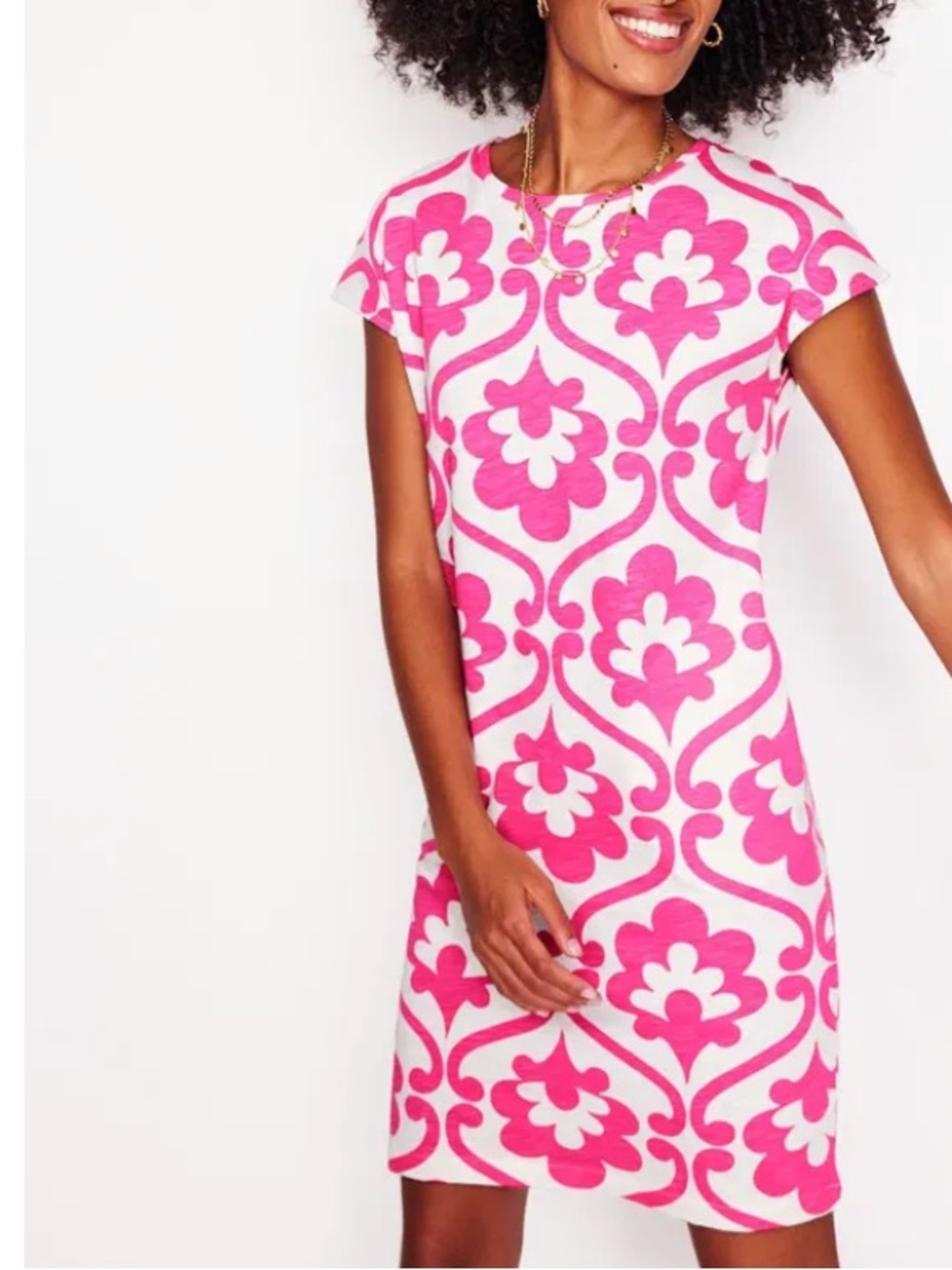 Boden Leah Dress pink swirl cotton dress size 6P